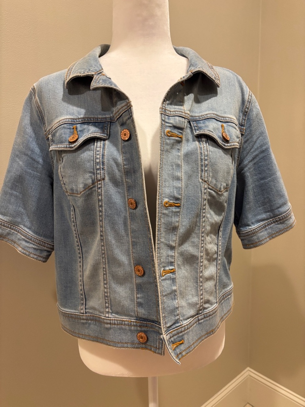 Talbots Classic Light Wash Denim Jacket - Short Sleeve